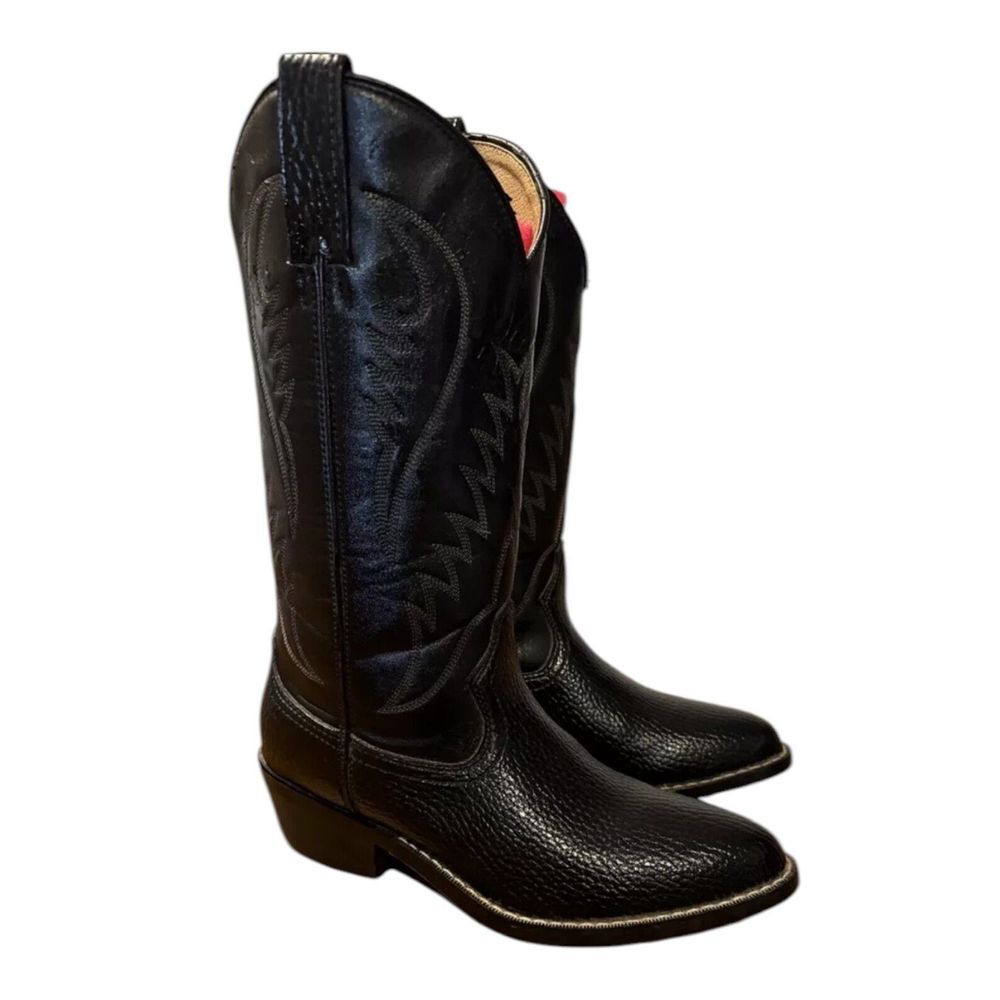 Express Rider Boots Mens 8.5 Women10 Trivette Black Vegan Leather Western Cowboy